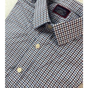 UNTUCKit‎ Mens Large Tall Regular Checkered Button Down Shirt Blue Burgundy